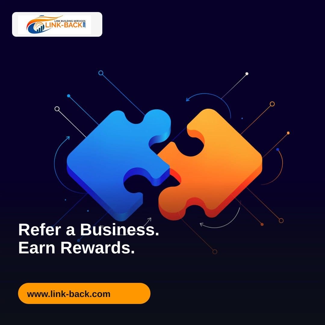 Refer a Business. Earn Rewards. β LINK-BACK.com social media ad