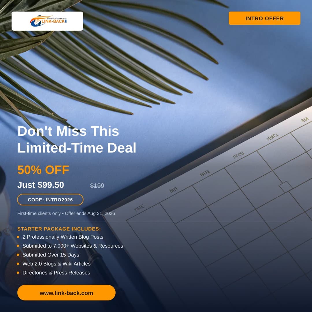 Don't Miss This Limited-Time Deal β LINK-BACK.com 50% off intro offer ad